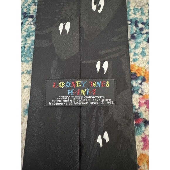 Vtg Daffy Duck Neck Tie Looney Tunes Mania Black Sweat Eyes Novelty Cartoon 1993 - Picture 3 of 4